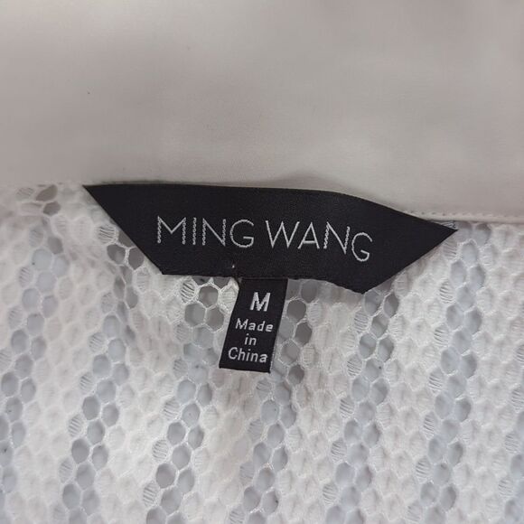 Ming Wang Jacket Womens Medium White Perforated Mesh Jacket - Picture 6 of 10